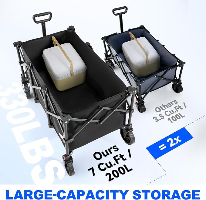 200L Collapsible Foldable Wagon, Large Heavy Duty Wagon Cart - Image 2