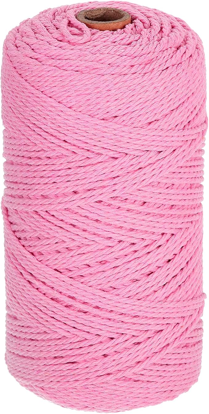 HARFINGTON Natural Macrame Cord 2mm x 220 Yards 3 Strand Twisted Cotton Macrame by HARFINGTON