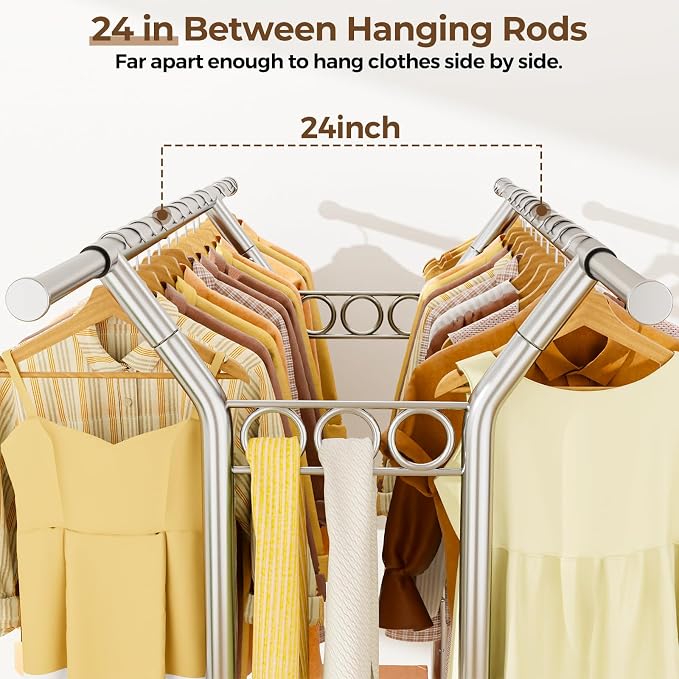 Heavy Duty Clothes Rack, Rolling Clothing Rack - Image 3