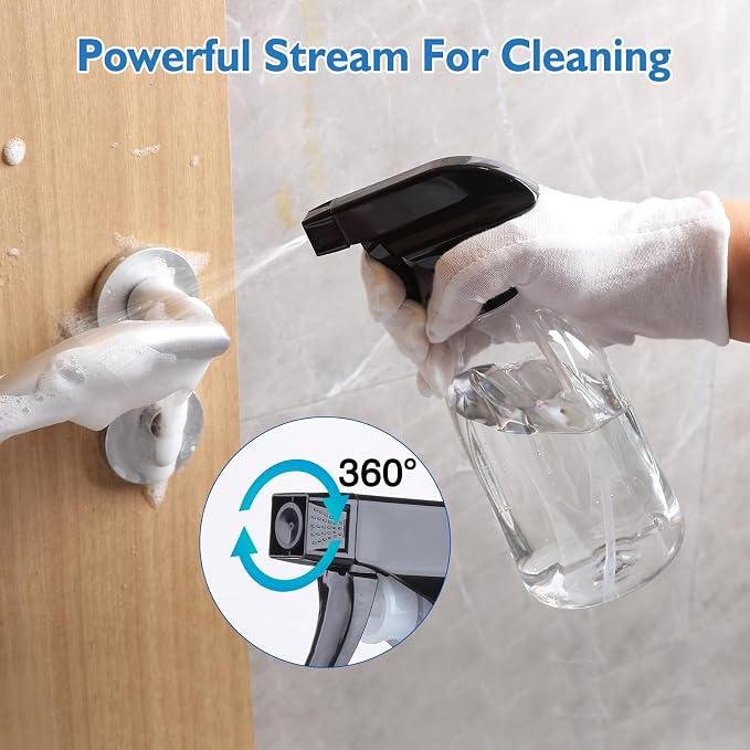Bynccea Empty Clear Plastic Spray Bottles 13.5oz/400ml Adjustable Nozzle - Image 5
