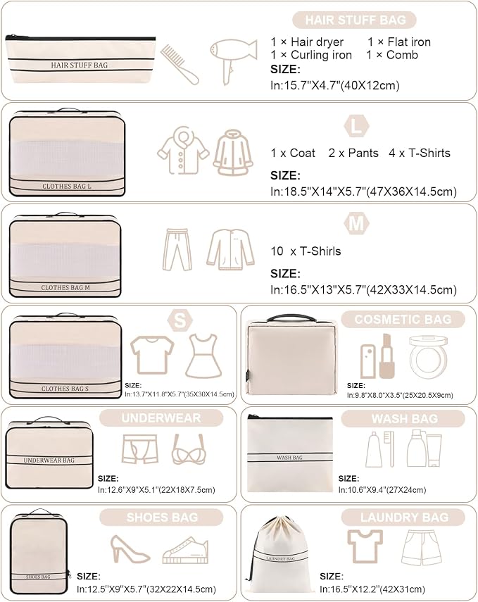 9 Set Packing Cubes Luggage Packing Organizers - Image 4