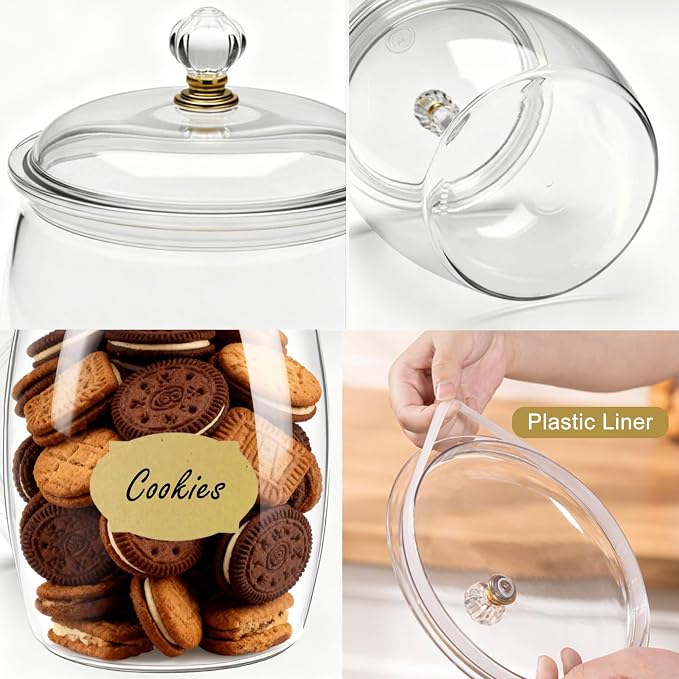6 Pcs Candy Jars with Lids, Plastic Cookie Storage Jar Airtight Food Storage - Image 4
