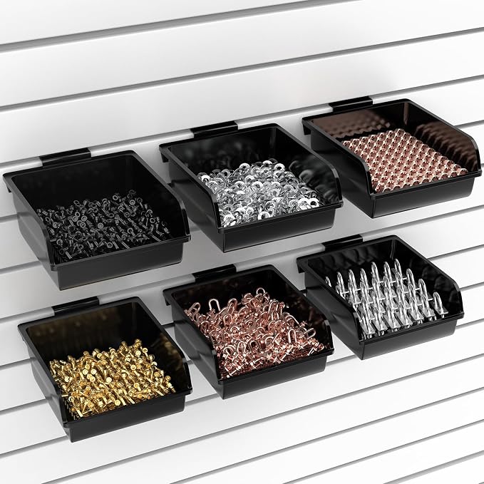 6 Pack Slatwall Bins with Hooks Plastic Slatwall Organizer Slatwall Containers by BeapTcely