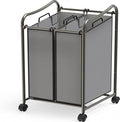 Simple Houseware 2-Bag Heavy Duty Rolling Laundry Sorter Cart, Dark Gray – 2 by SimpleHouseware