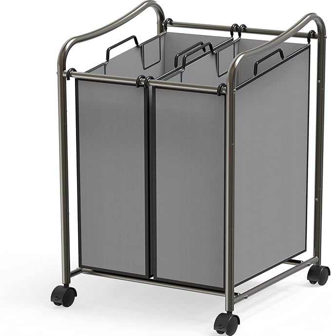 Simple Houseware 2-Bag Heavy Duty Rolling Laundry Sorter Cart, Dark Gray – 2 by SimpleHouseware