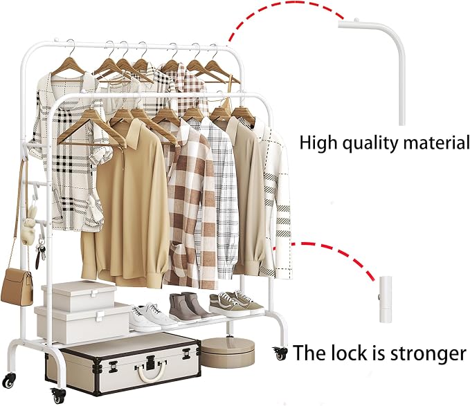 SUOERNUO Garment Rack with Wheels Clothing Rack - Image 6
