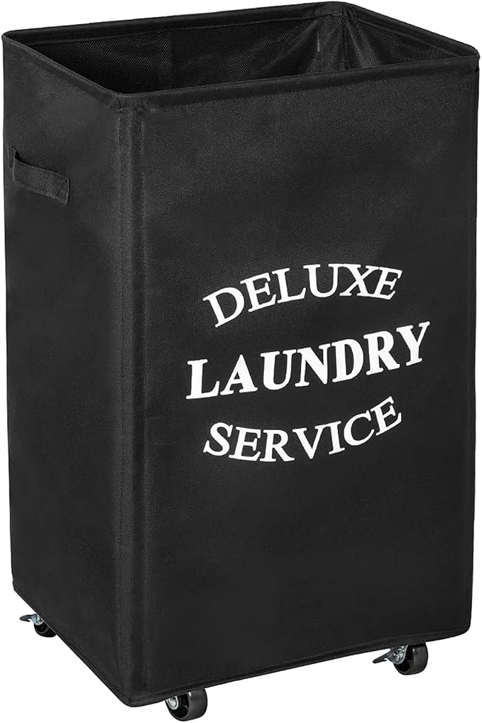 WOWLIVE Large Rolling Laundry Basket Wheels 90L Collapsible Tall Laundry Hamper by WOWLIVE