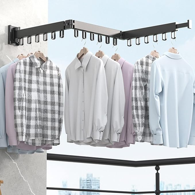 Clothes Drying Rack, Retractable Clothesline Plastic Folding Multi-Head Drying - Image 5
