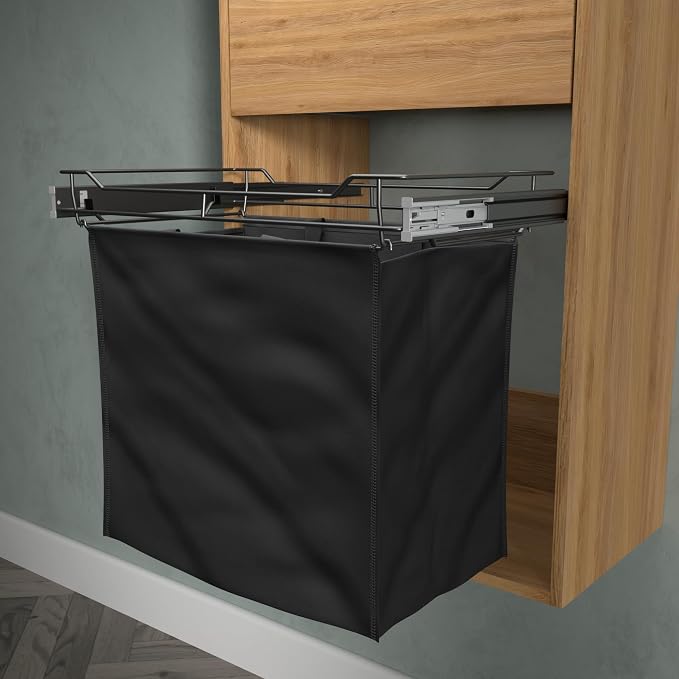Classic 24" Full Extension Pullout Laundry Hamper in Matt Black - Image 3