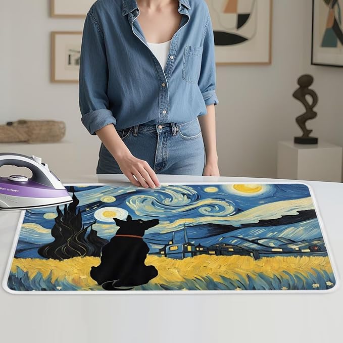 The Starry Night Dog Pattern Ironing Mat Foldable Ironing Pad Portable Board by PJHEQOXE