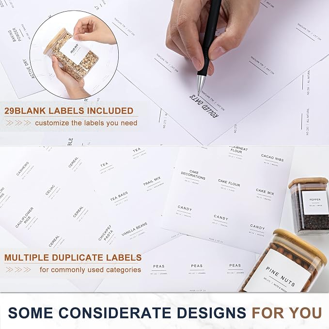 308 Kitchen Pantry Labels for Food Containers, 3 Sizes White Minimalist Labels - Image 4