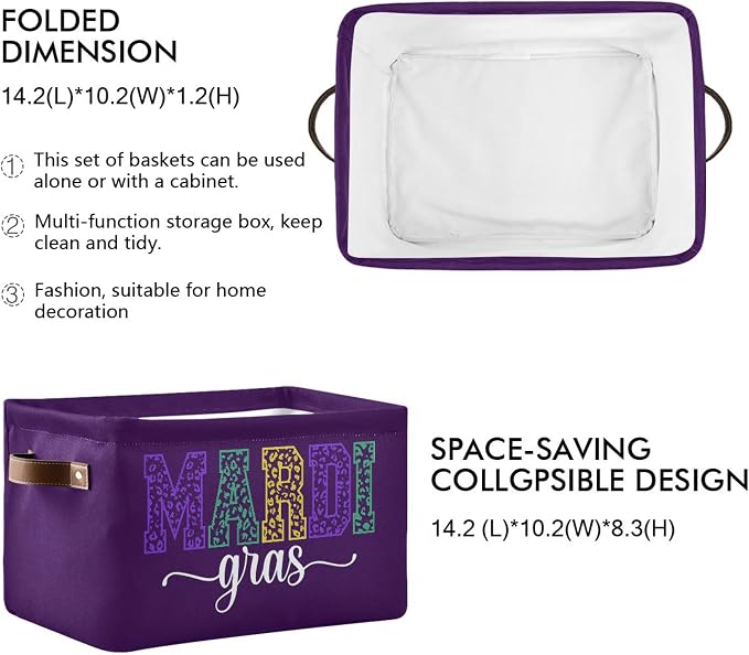 Wamika Happy Mardi Gras Purple Storage Basket - Image 2