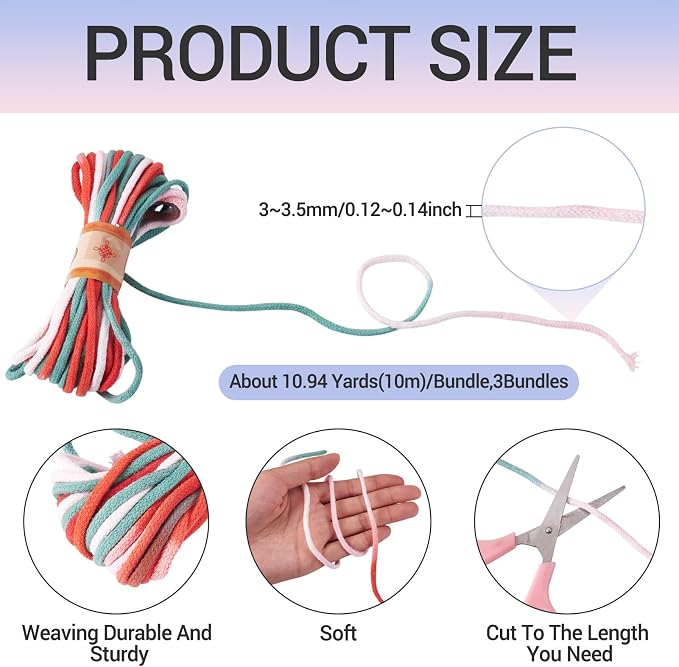 98.46 Feet Christmas Theme 3-3.5mm Macrame Cord Twisted Soft Macrame Rope - Image 2