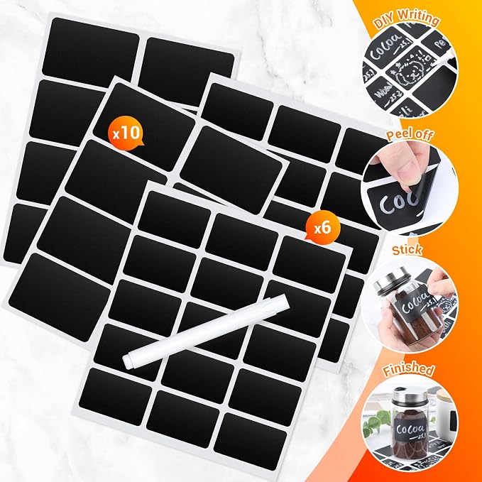 Segarty Chalkboard Labels, Waterproof Revmovable Black Stickers - Image 3