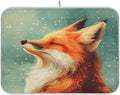 Attractive Kitchen Countertop Dish Drying Mat, Funny Enjoyed Red Fox 18" x 24" by Unknown