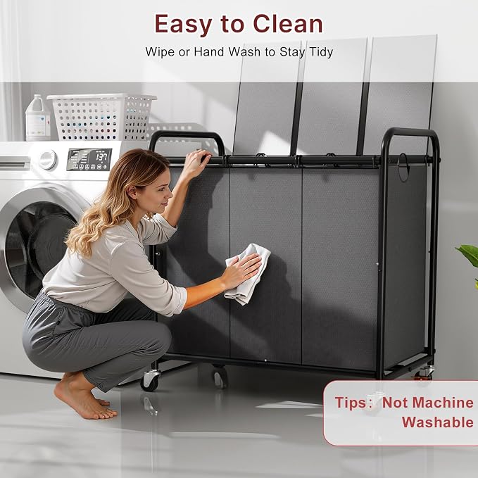 3-Compartment Laundry Cart - Image 8