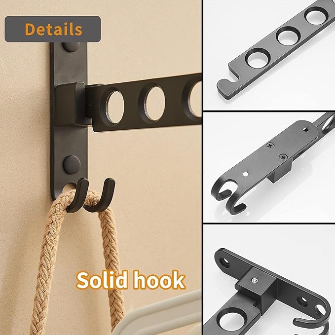JOOM Retractable Folding Wall Mounted Clothes Hanger Rack Clothes Storage - Image 6