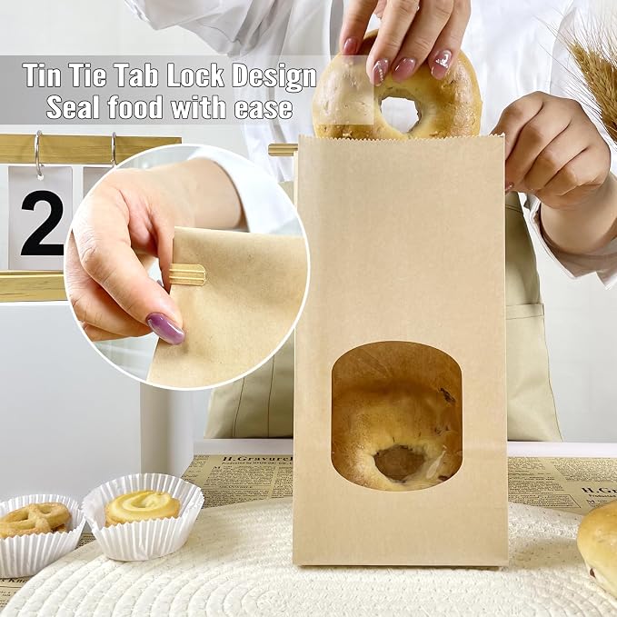 Cookie Bags for Packaging with Window Tin Tie Tab Lock & Thank You Sticker - Image 6