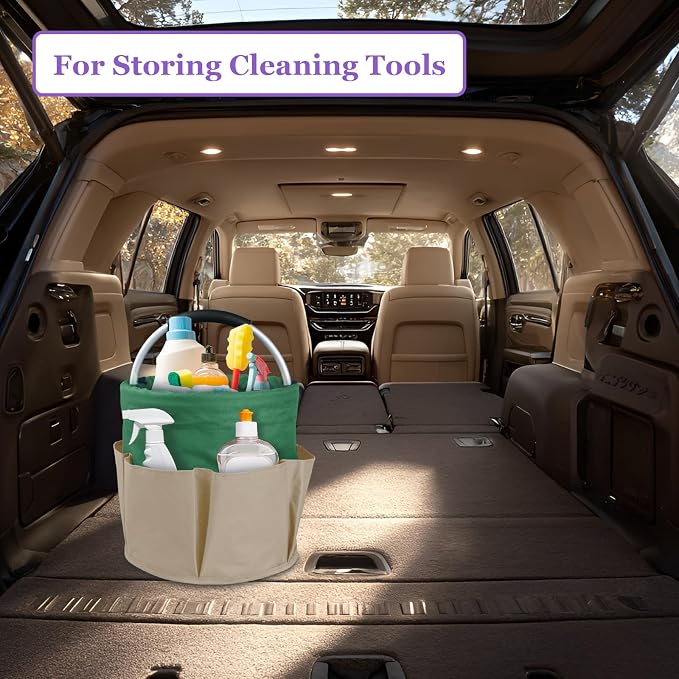 17L Caddy Organizer with Handle, Foldable Cleaning Supplies Caddy with 6 Pockets - Image 9