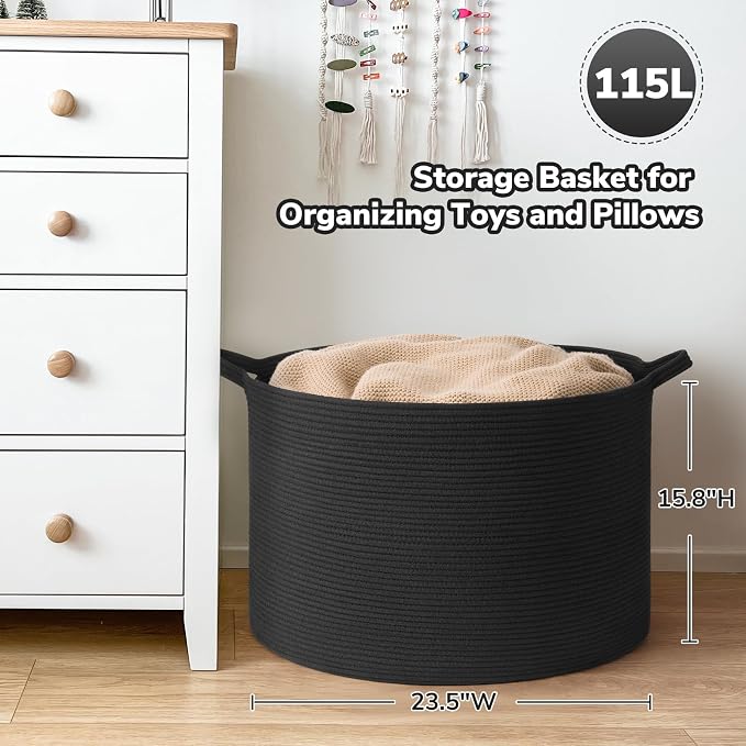 Goodpick Large Storage Basket, 23.5'' x 15.8'' Woven Storage Baskets, Cotton - Image 3