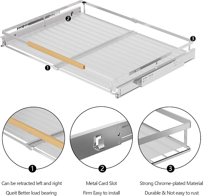 SANNO Pull Out Cabinet Organizer, Slide Out Cabinet Shelf, Under Sink Slide Out - Image 7