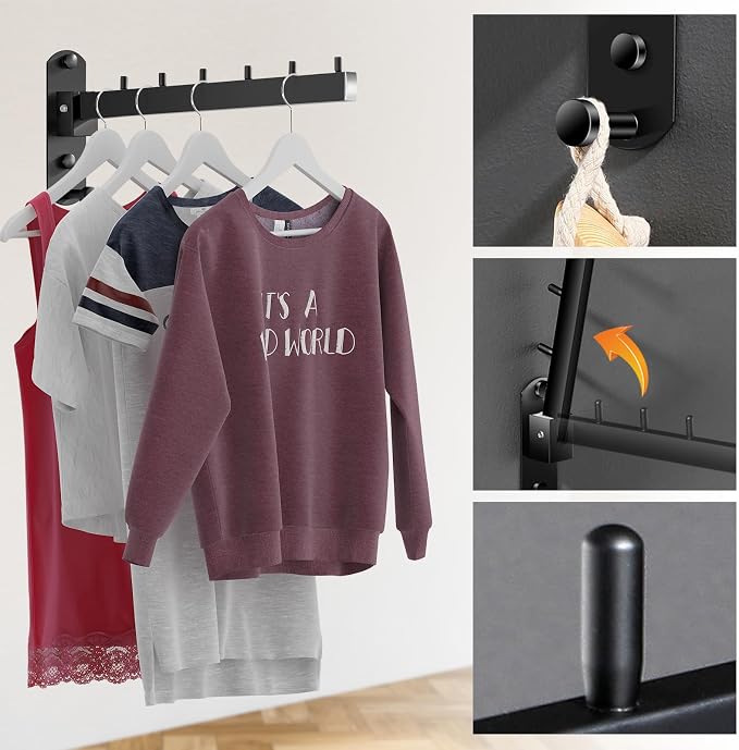 2 PCS Folding Wall Mounted Clothes Drying Rack, Swing Arm Design, Stainless - Image 4