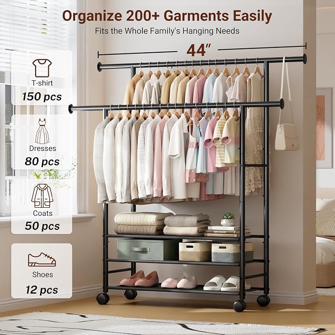 SLEEPING LAMB 44" Double Rods Clothes Rack - Image 2