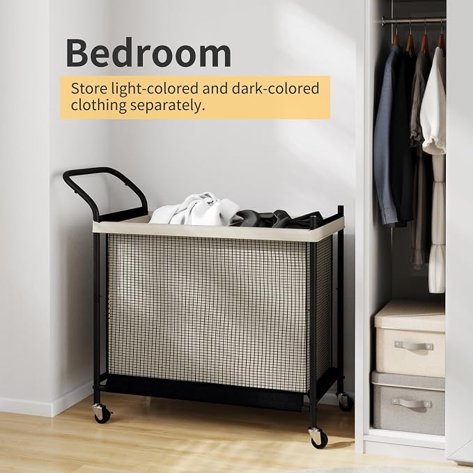 Laundry Hamper with Wheels, Laundry Basket with Removable and Washable Liner Bag - Image 5