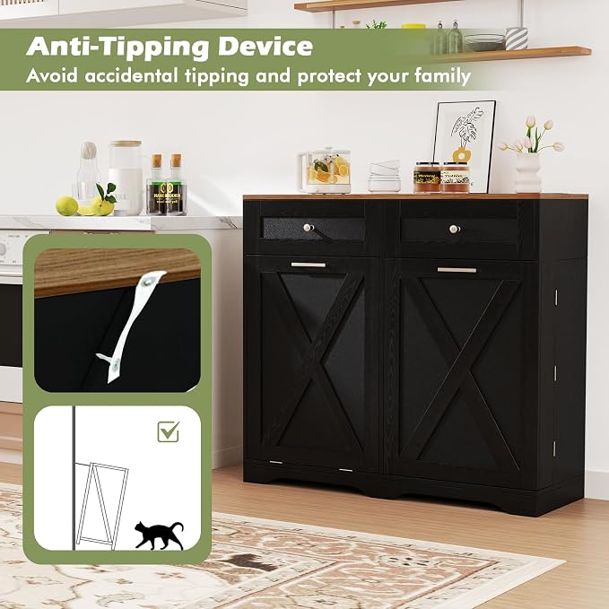 LOKO Tilt Out Trash Can Cabinet, Kitchen Island - Image 9