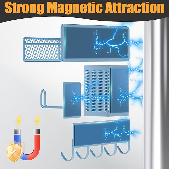 Magnetic Spice Rack for Refrigerator, 10 Pack Metal Magnetic Shelf, Moveable - Image 3
