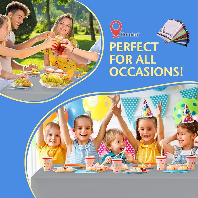 8-Count Silver Disposable Plastic Tablecloths Rectangle 54x108 Inch - Image 7