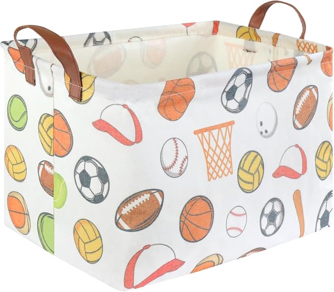 Rectangular Ball basket, Kids Storage Bins, Foldable and waterproof canvas kids by FXOCSHE