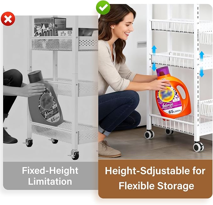 7.8 Inch Ultra-Slim 4-Tier Rolling Storage Cart - Image 2