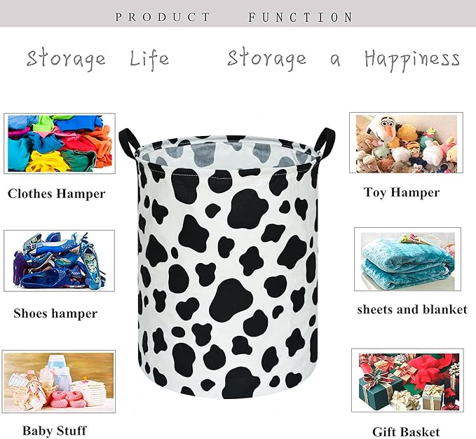 KUNRO Round Laundry Gift Basket Storage Hamper, Clothes Storage Organizer Bins - Image 3