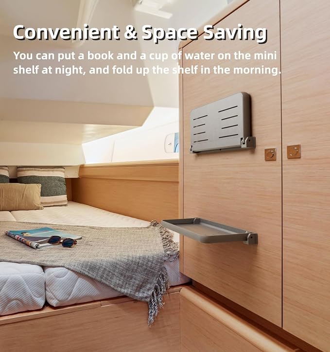 Aluminum RV Folding Wall Shelves 12 Inch Collapsible Fold Down Bookshelf - Image 6