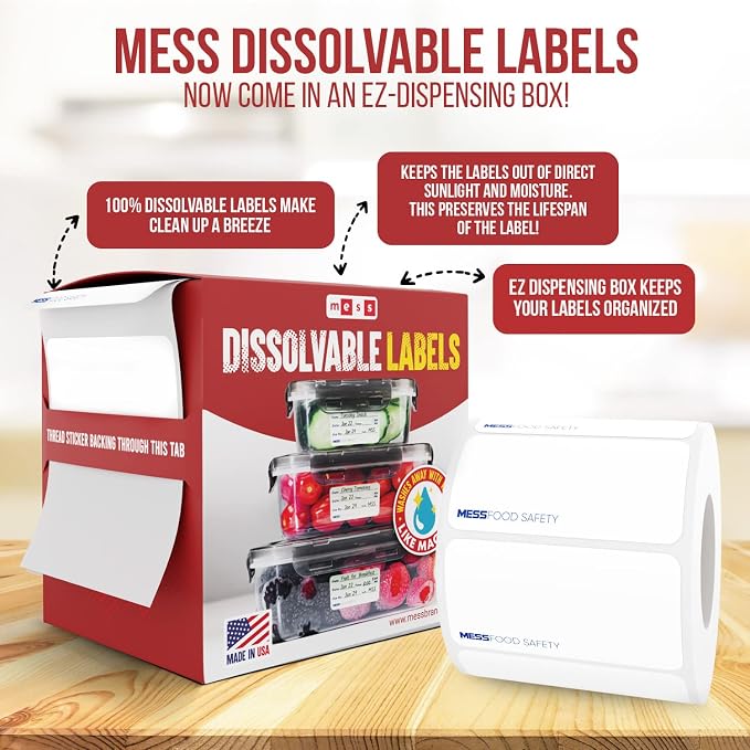 MESS Dissolvable Food Labels, 1x2 500/Roll - Image 5