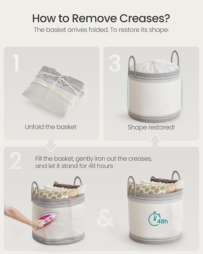 SONGMICS Laundry Hamper, Cotton Rope Laundry Basket - Image 6