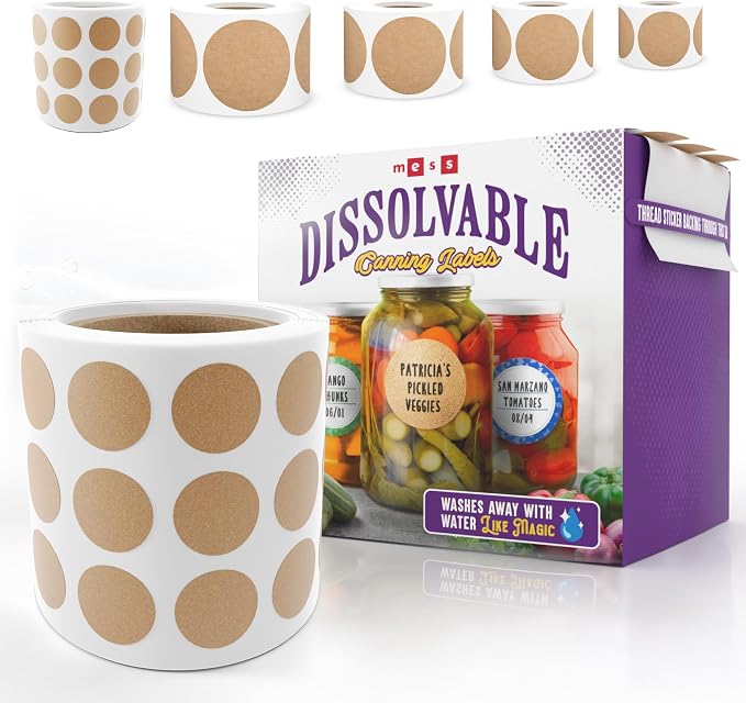MESS Dissolvable Canning Labels, 0.5" Round, Food Storage & Containers - Image 2