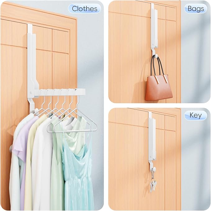 2 Pack Over The Door Hanger Folding Clothes Drying Rack, Folding Hanging Coat - Image 6