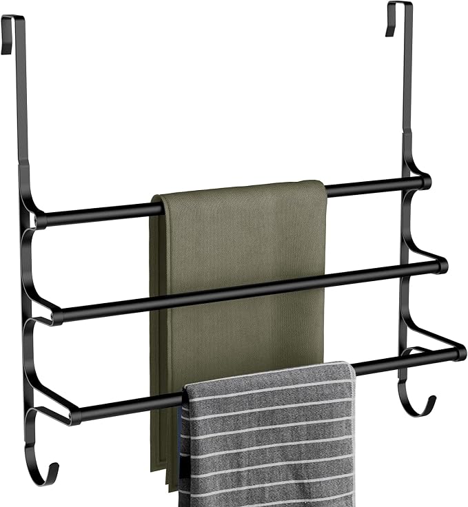 Over The Door Towel Rack, Extendable Triple Towel Storage Holder by Canyave