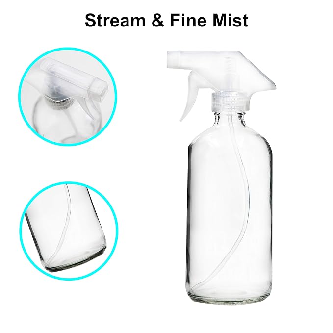 Youngever 4 Pack Empty Glass Spray Bottle, 16 Ounce Clear Glass Spray Bottle - Image 3