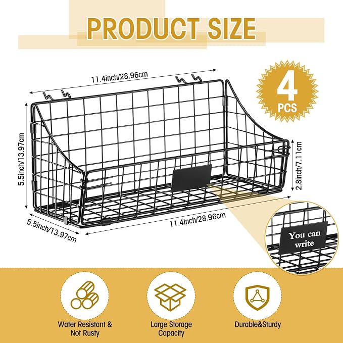 4 Pcs Peg Board Bins and Baskets Peg Board Organizer Pegboard Accessories - Image 2