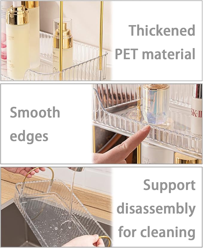 Bathroom Counter Organizer Countertop Storage, Cosmetics Skincare Shelf - Image 4