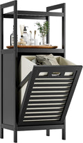 HITNET Tilt Out Laundry Hamper, Bamboo Bathroom Cabinet by HITNET