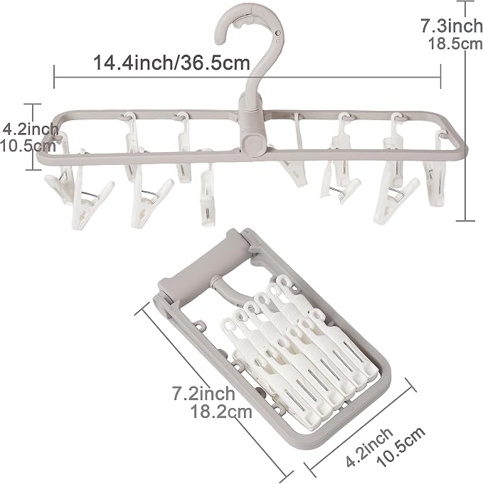 Clothes Drying Racks 2 Pack Grey Colour Small Folding Portable Underwear Hangers - Image 3