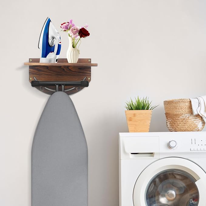 Ironing Board Hanger Wall Mount Wooden Ironing Board Hanger, Ironing Holder - Image 2