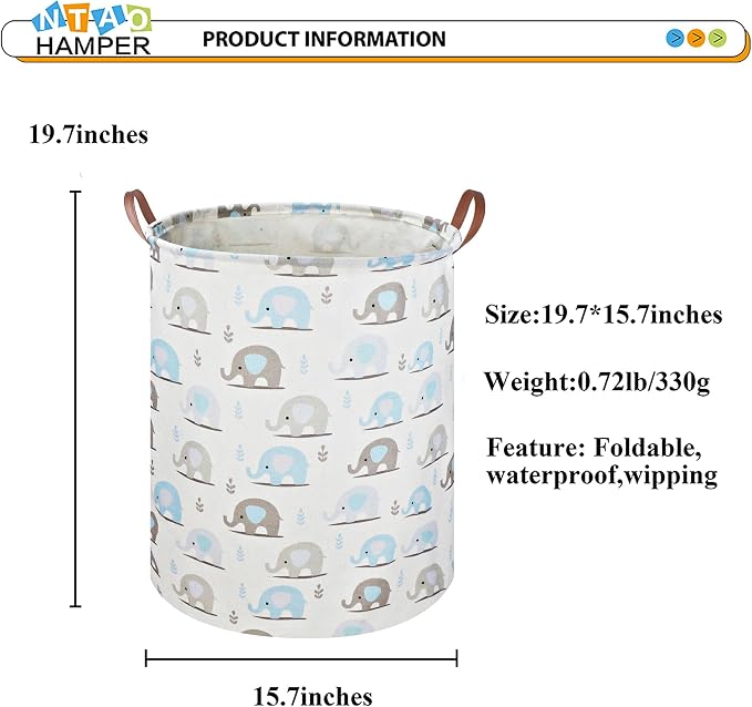 Laundry Hamper, Elephant laundry Basket, Nursery Hamper, Waterproof Storage Bin - Image 6