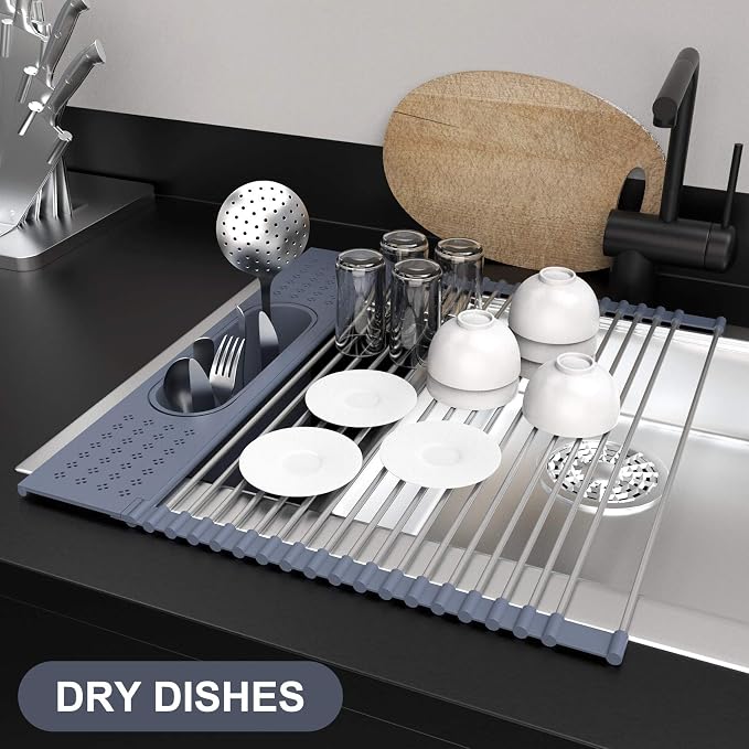 LEMIKKLE Roll Up Dish Drying Rack 17 x 15 Over The Sink Dish Drying Rack - Image 3