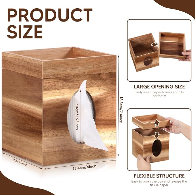 Tissue Box Cover, Wood Tissue Box Cover - Image 2