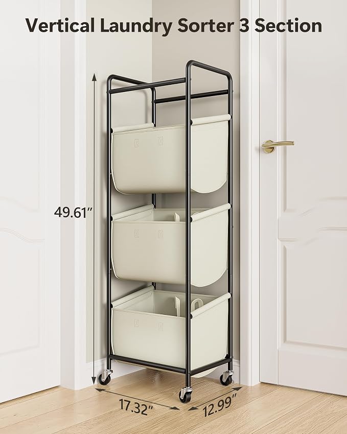 Moforoco Vertical Laundry Sorter 3 Section - Image 8